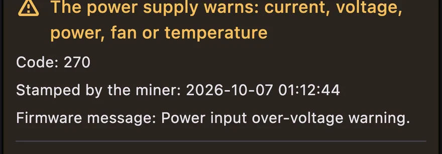 Error code 270: the power supply warns